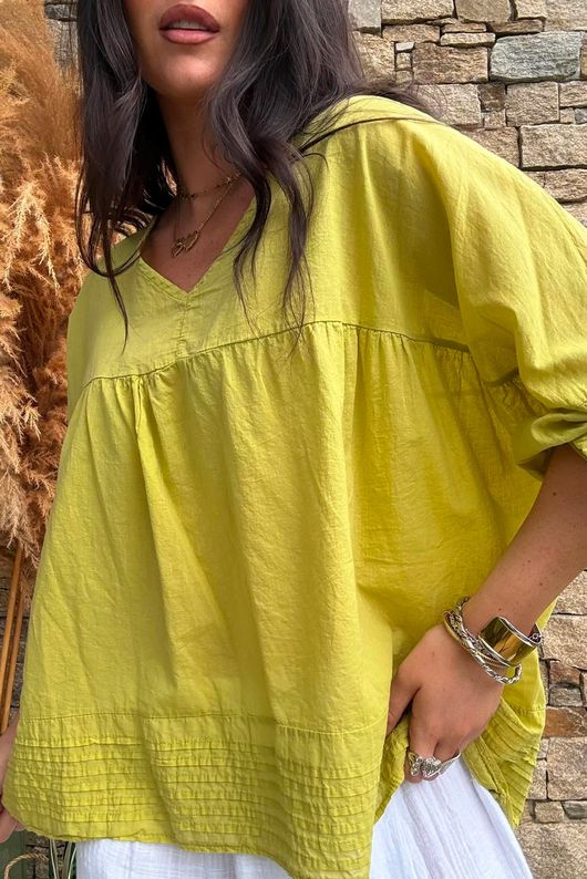 Prairie Pin Tuck Cotton Smock Olive